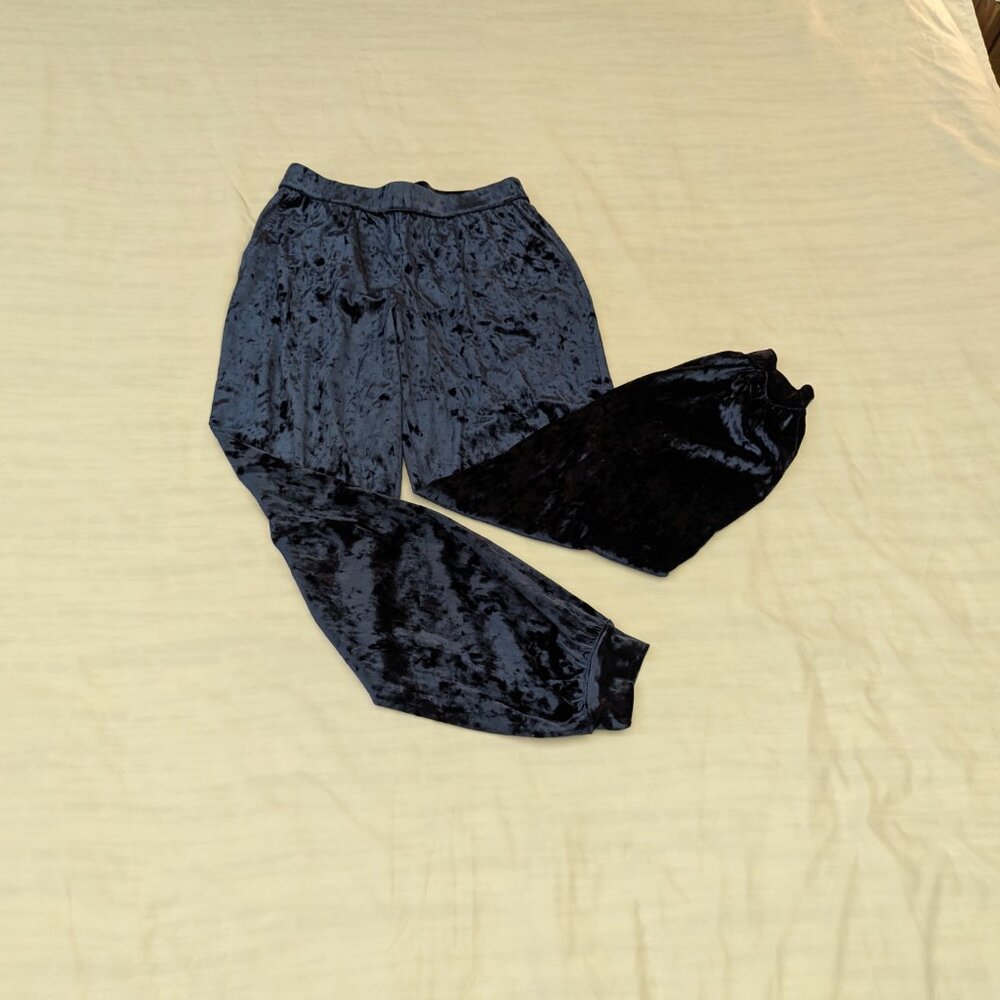 Motto Size Small Navy Blue Crushed Velvet Joggers
